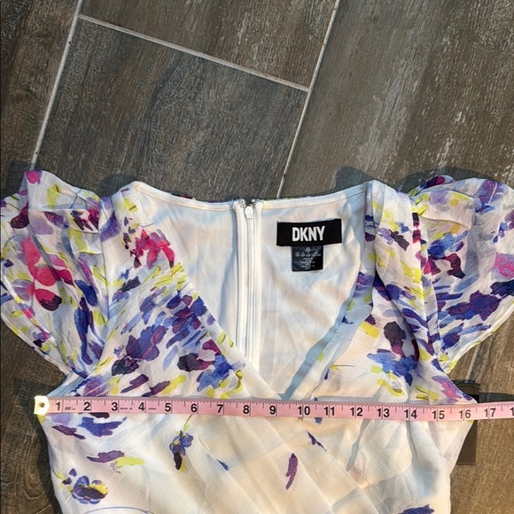 Dkny White and Pink Asymmetrical Ruffled Sundress - Picture 7 of 9